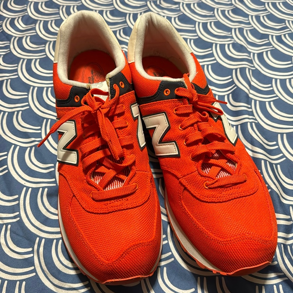 New Balance 574 orange/navy shoes size 13 men’s